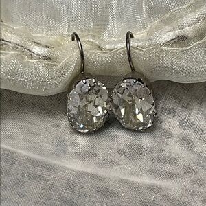 Sorrelli Silver Oval Crystal Earrings
